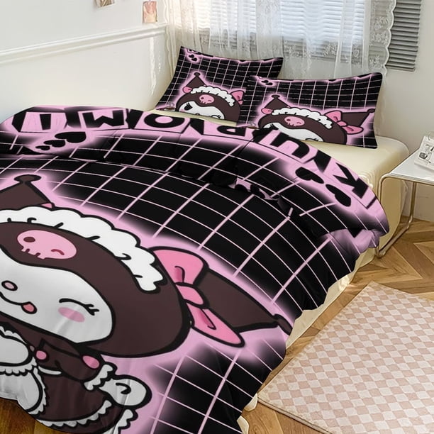 Kuromi Print Bedding Set Pattern Duvet Cove Set 3 Pieces 1 Quilt Cover And 2 Pillowcases for Women Men Teens