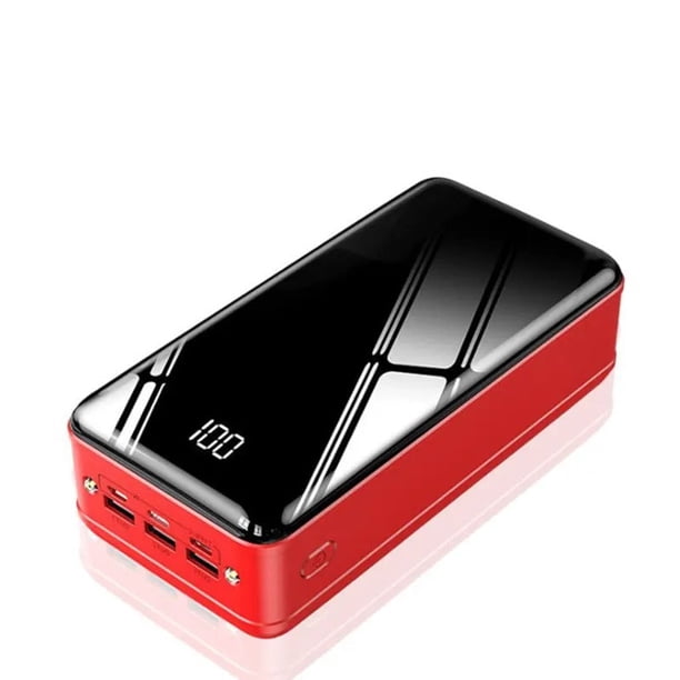 Cargador Portátil Power Bank 50000 mAh 3USB Tipo C Lightning linterna Rojo para carga diaria