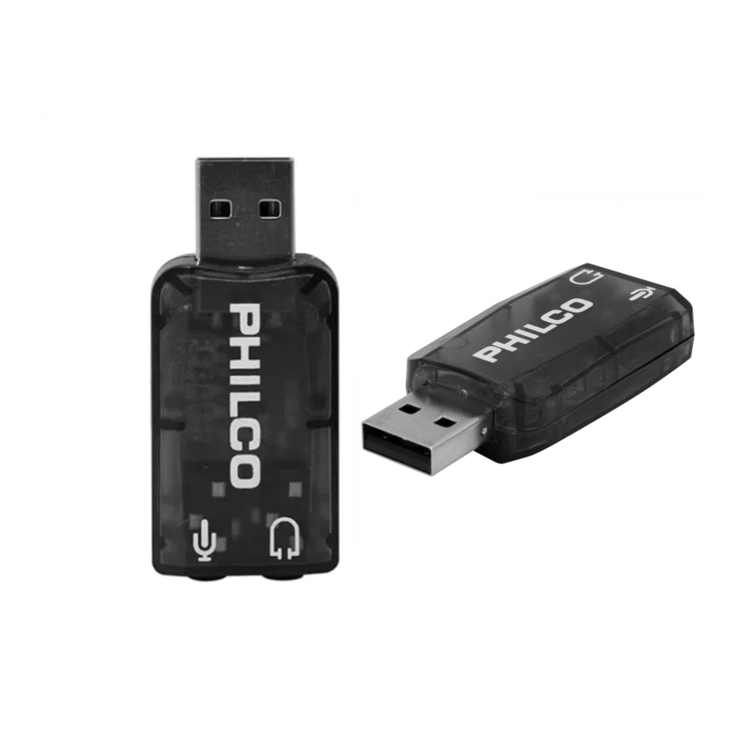 Philco - Tarjeta De Sonido Usb Adaptador De Audio Au100
