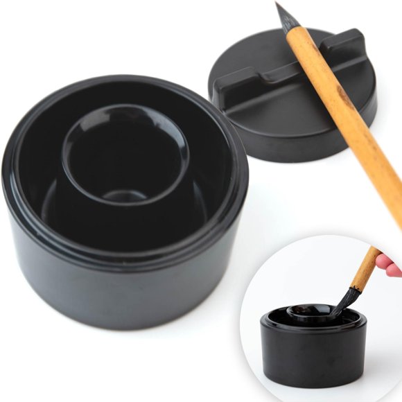 Tintero para caligrafía china Qi Ming Wen Fang con tapa, 10 ml
