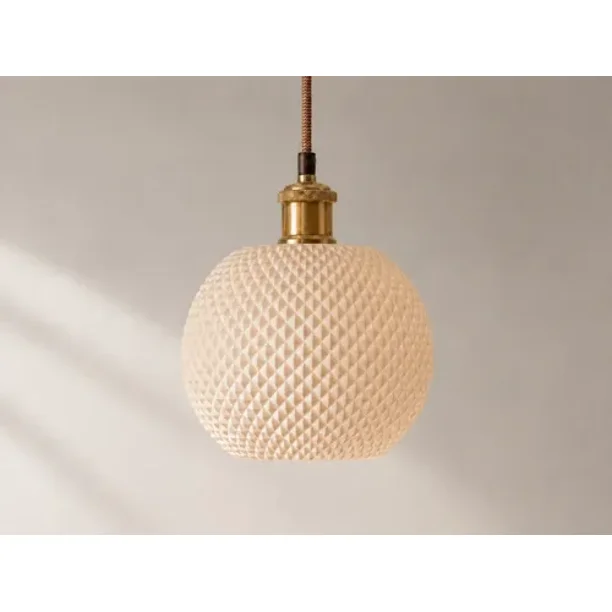 Lámpara Colgante de Techo SLVJE Prisma E27 Impresa en 3D Beige + Ampolleta