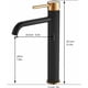 thumbnail image 2 of Grifo monomando para lavabo de baño, grifo para lavabo de baño, agua fría y caliente disponible, negro y dorado, 2 of 5