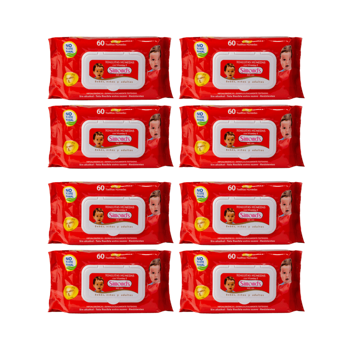 Simonds Industries - Pack 8 Toallitas Húmedas Simonds Baby Care 60un ,hipoalergénicas,