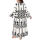 thumbnail image 3 of Agnes Orinda Disfraces de Halloween para Mujer Tallas Grandes Vestido Bohemio Patrón Geométrico Suelto con Botones Mangas Acampanadas Largas en Capas Casual de Otoño Línea A Vestido Maxi 4X Negro, 3 of 6