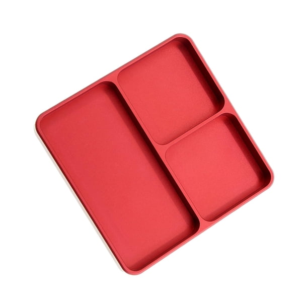 Bandeja metálica para platos, soporte para tuercas de pernos para platos, organizador de hardware, bandeja magnética para tornillos, mini caja de piez rojo
