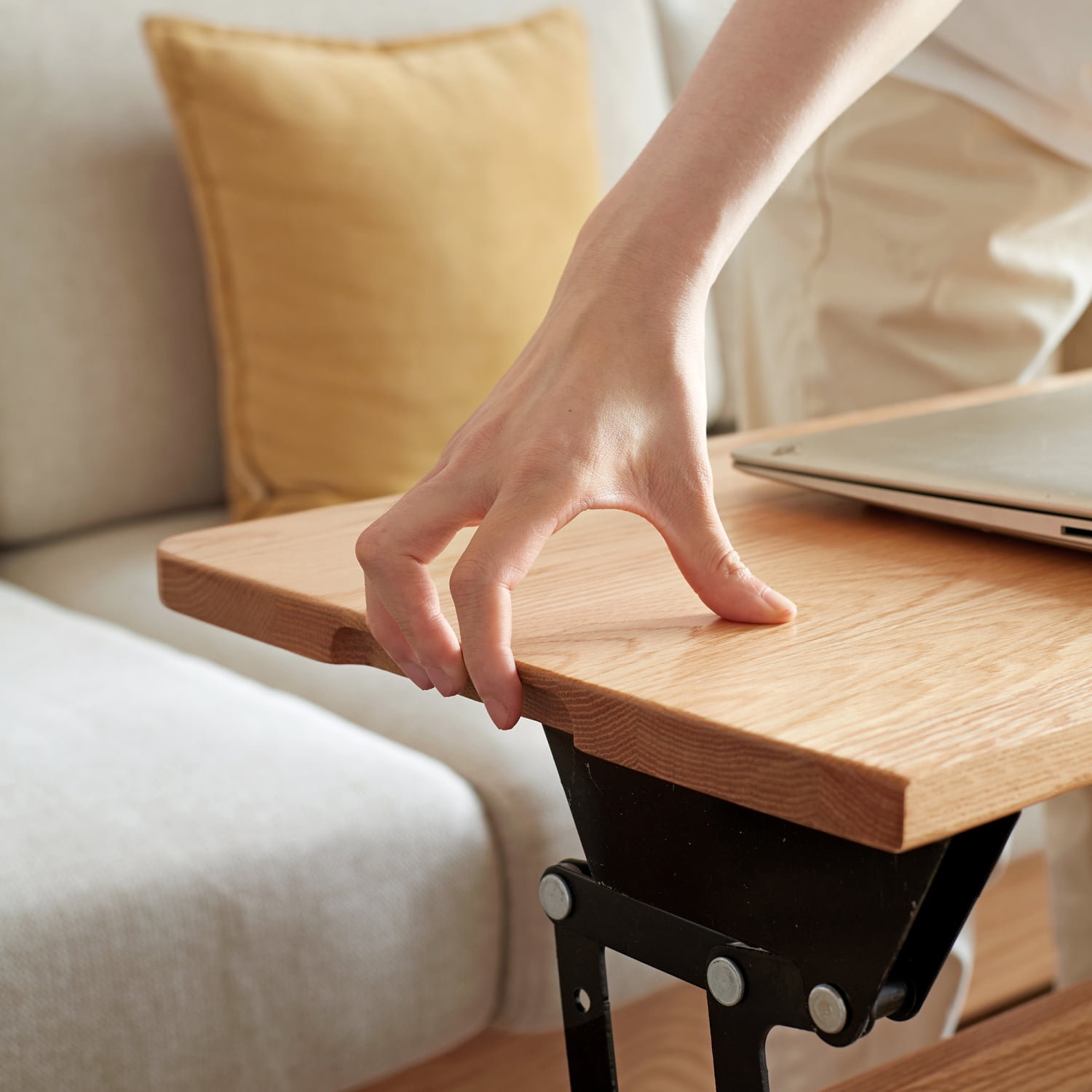 M&ms - Elevating Center Table Low Table 100% Solid Oak Wood Top Plate Desk Coffee Table Width 100 X Depth 60 X Height 45 Cm Study Desk Work From Home Easy To Assemble Natural Color Wood With Storage Shelf