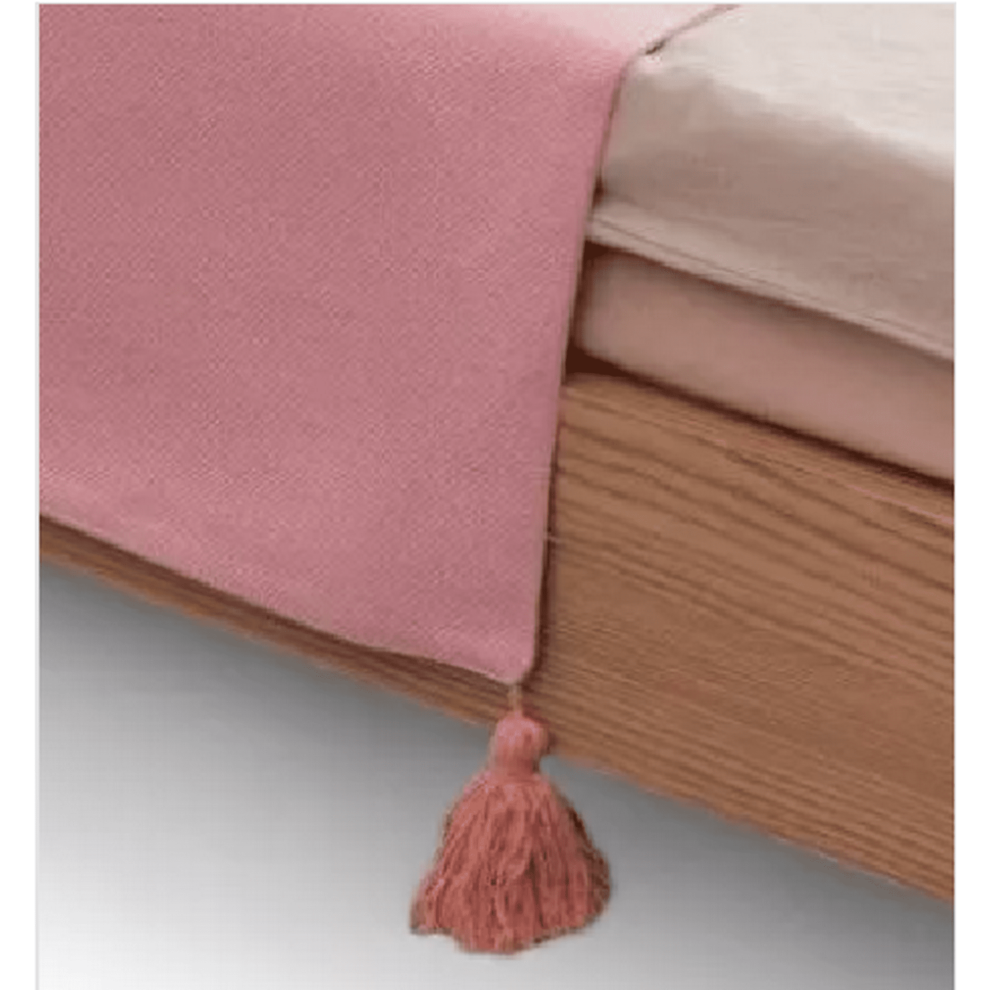 Genérico - Piecera Para Cama 2 Plaza - King En Lino Pompones 70x210 Cm Color Rosa
