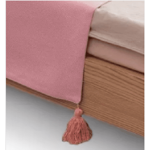 Genérico - Piecera Para Cama 2 Plaza - King En Lino Pompones 70X210 Cm Color Rosa