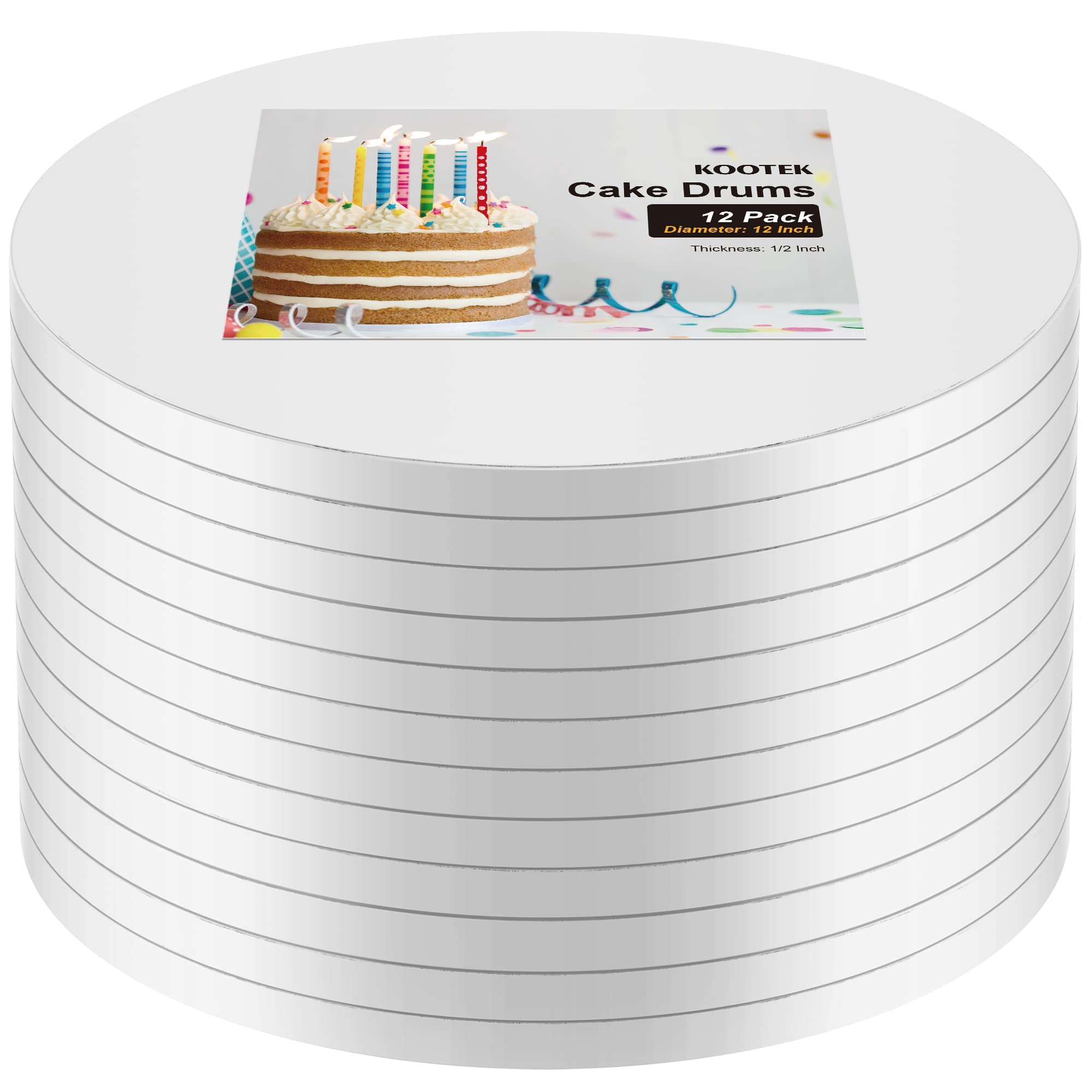 Tambores Para Tartas Kootek, 12 Unidades, 30 Cm, Base Redonda De Cartón, Color Blanco