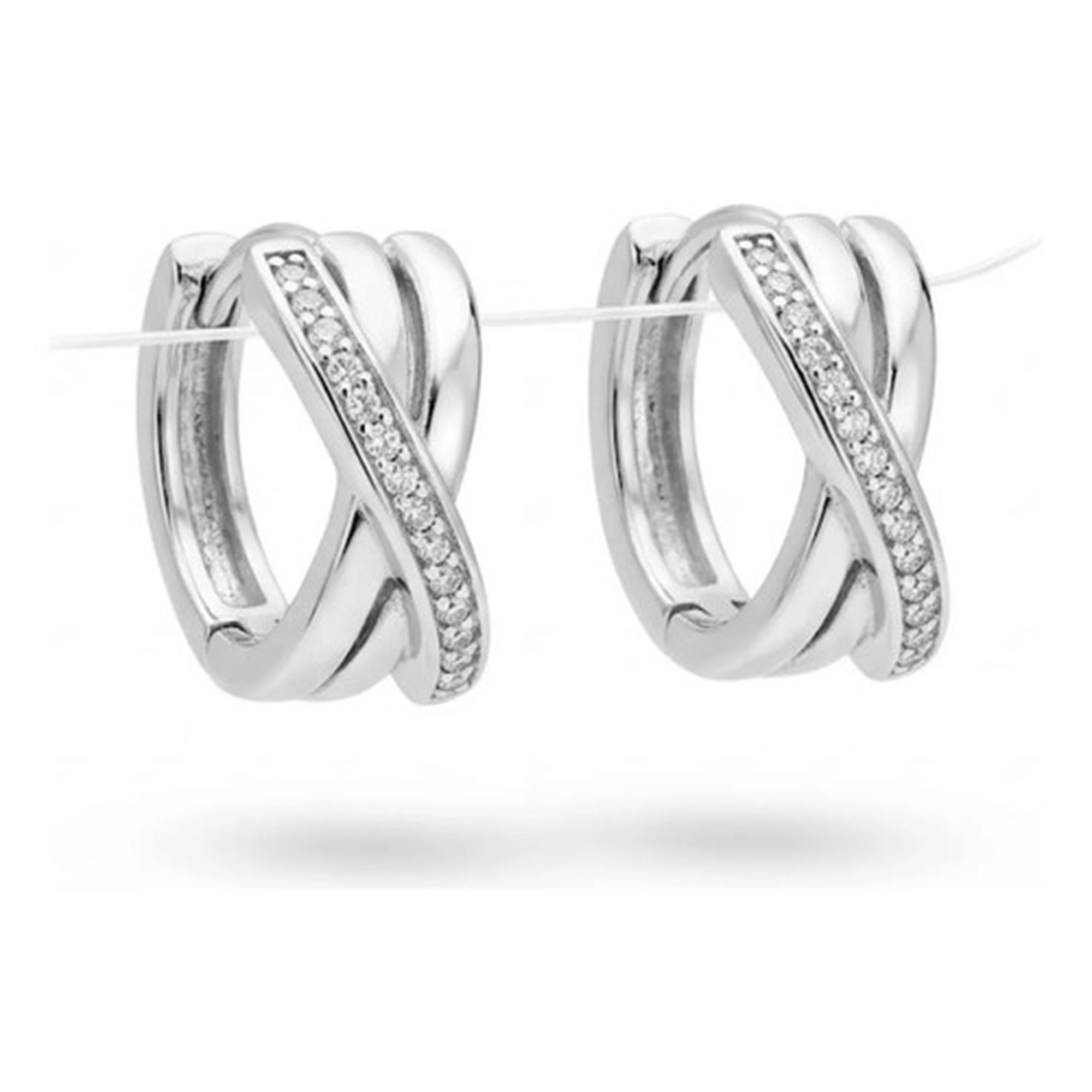 Marca - Aros Argolla X Plata 925 Pequeño Circonita 12mm Nordvik Plateado