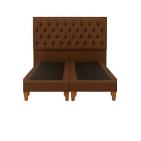 Ethan Desing - Cama 2 Plazas Modelo Capitoné Café Oscuro