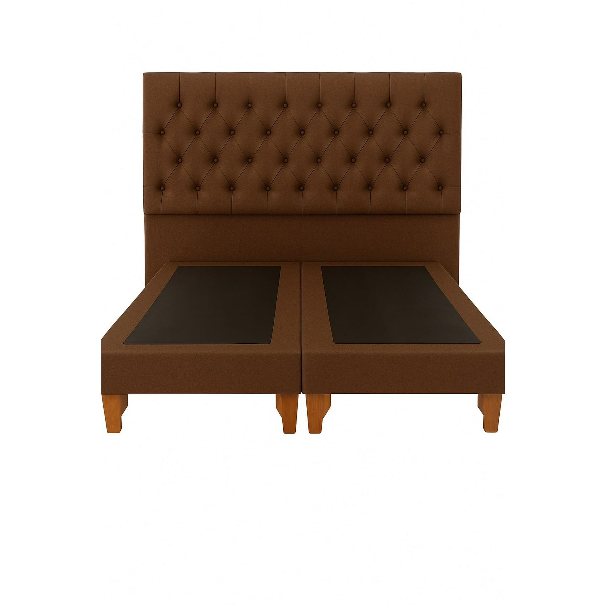Ethan Desing - Cama 2 Plazas Modelo Capitoné Café Oscuro