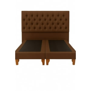 Ethan Desing - Cama 2 Plazas Modelo Capitoné Café Oscuro