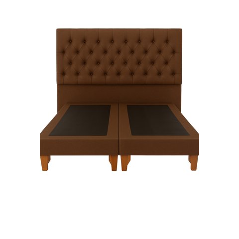 Ethan Desing - Cama 2 Plazas Modelo Capitoné Café Oscuro
