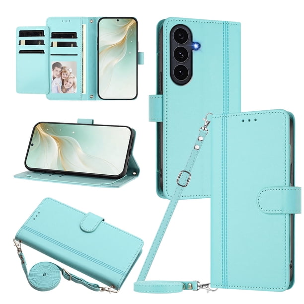 Funda Cartera para Samsung Galaxy S26 FE con Bolsillo para Billetes, Verde Claro