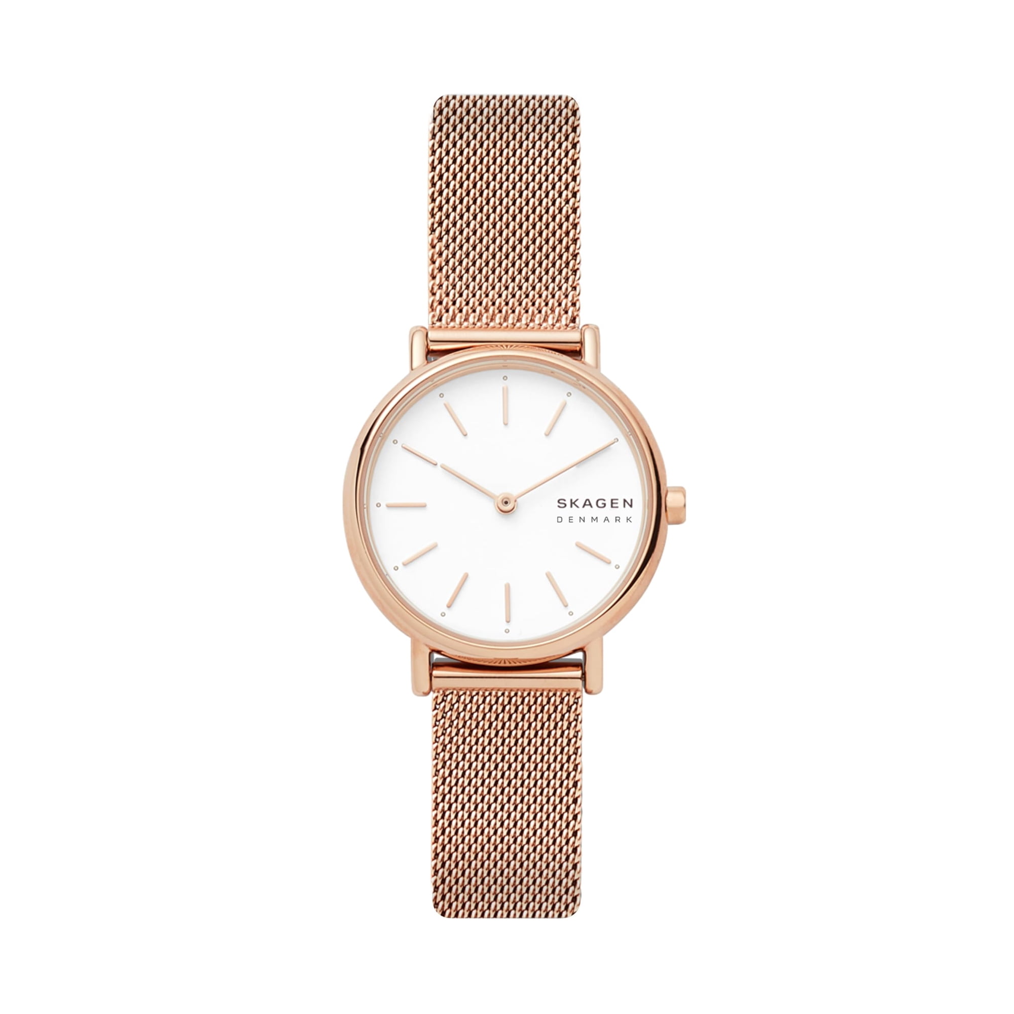 Reloj Skagen Signatur, Correa De Malla De Oro Rosa Con Dos Manecillas Para Mujer