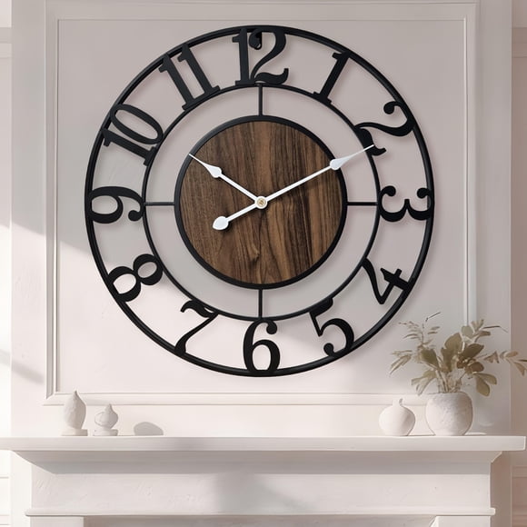 RELOJ DE PARED Tixmtry 61 cm Retro Decorativo Silencioso de Madera