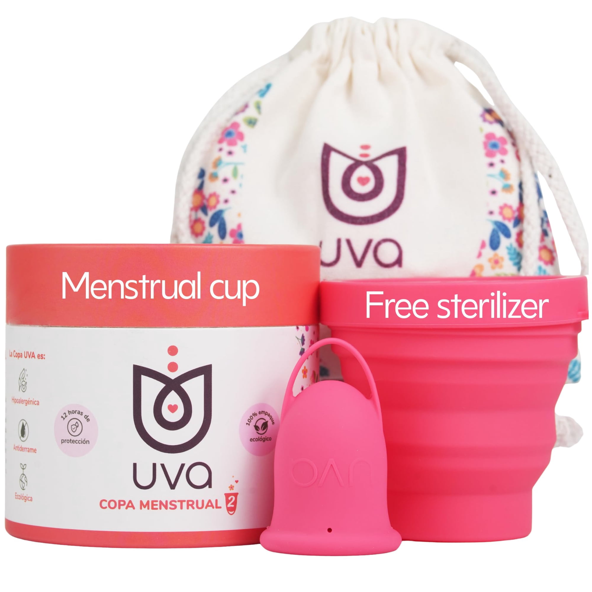 Copa Menstrual Uva Talla A (mediana) Kit