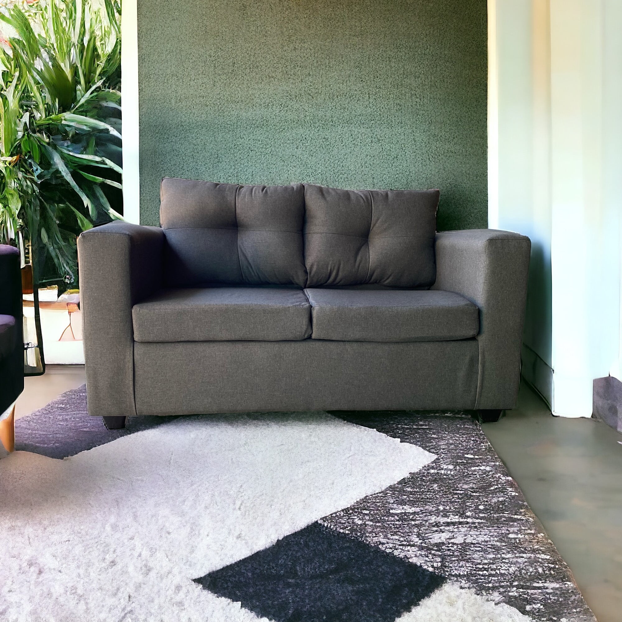 Muebles Barcelona - Sofa 2 Cuerpos Bilbao Tela Gris Oscuro