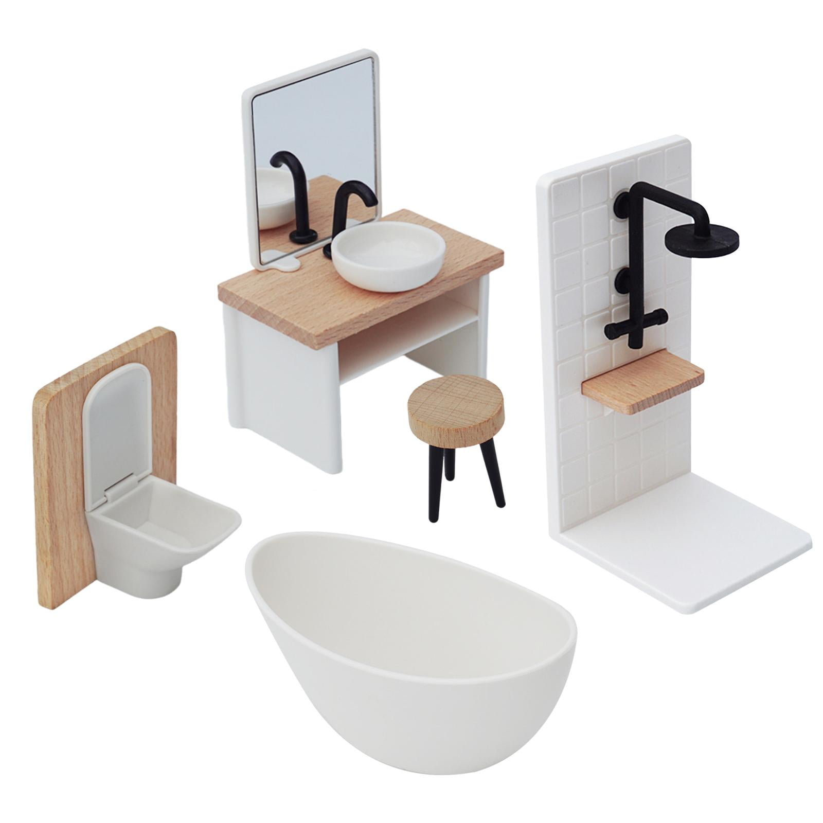 Bothyi - Juego De 5 Piezas De Baño Para Casa De Muñecas A Escala 1:12, Adornos Para Bañera, Regalos De Cumpleaños Para Niños