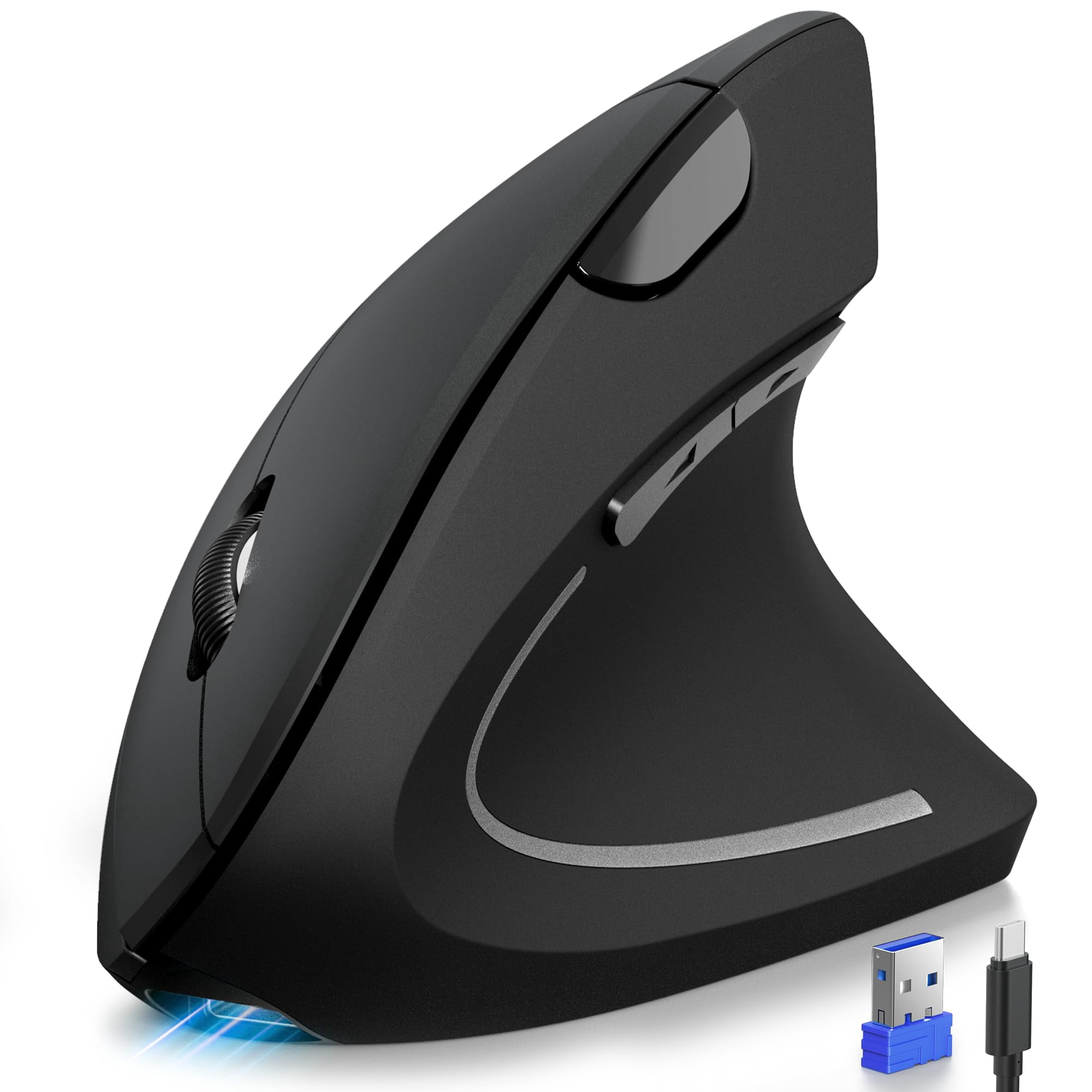 Mouse Ergonómico Bluetooth Recargable Tecknet, 6 Dpi, Negro