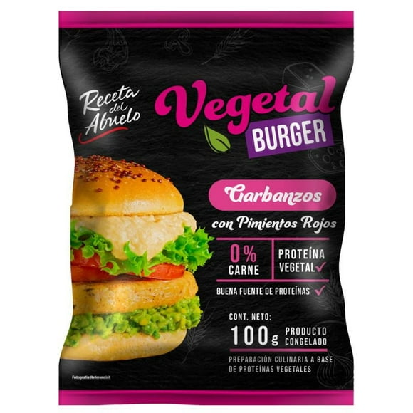 Hamburguesa Vegetal Garbanzos Con Pimientos Rojos, 100 g