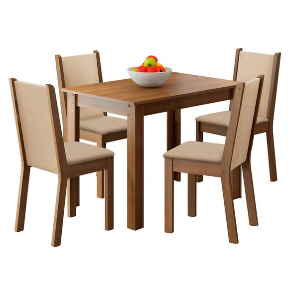 Comedor Luna Leone 4 Sillas Café