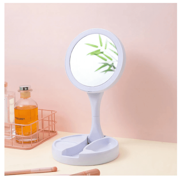 Espejo Con Luz Led Para Maquillaje Plegable + Aumento