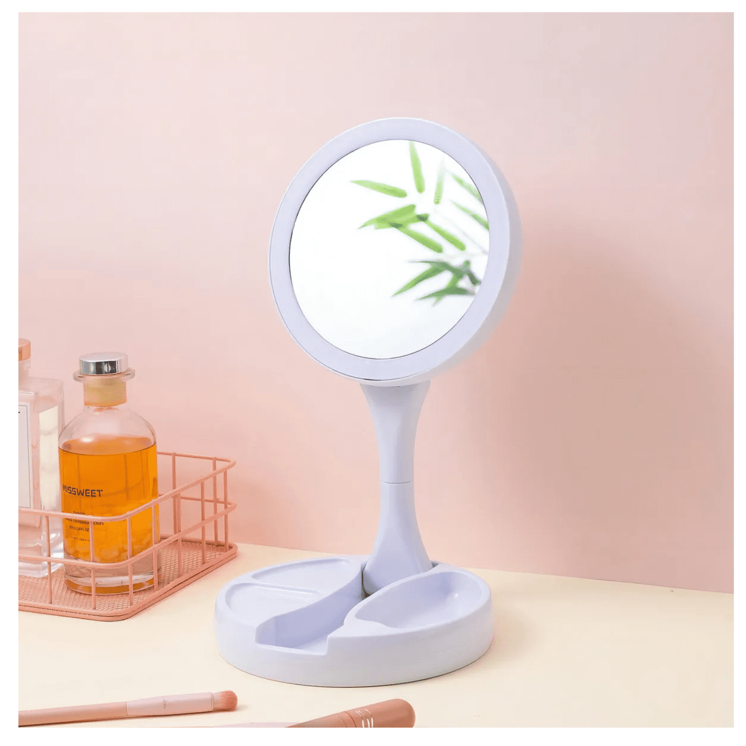 Genérico - Espejo Con Luz Led Para Maquillaje Plegable + Aumento