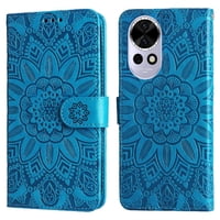 Funda Tipo Cartera Foxdock Para Huawei Nova 14 , Diseño Girasol En Relieve, Cuero Pu, Cierre Magnético, Soporte Y Tarjetero