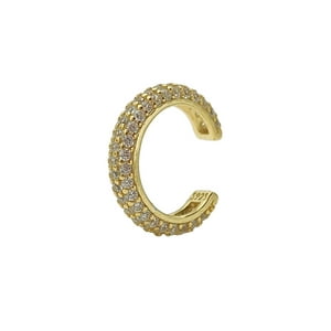 Elbauldejuma - Aro Earcuff Chico Pave Elegante Plata 925 Chapado En Oro 18K