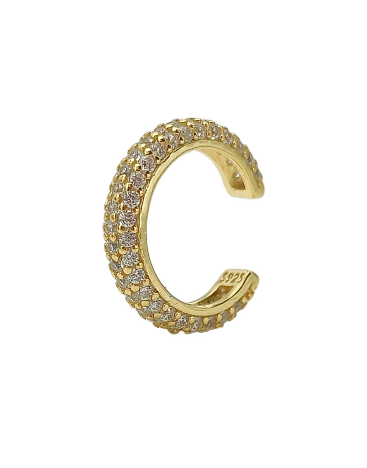 Elbauldejuma - Aro Earcuff Chico Pave Elegante Plata 925 Chapado En Oro 18K