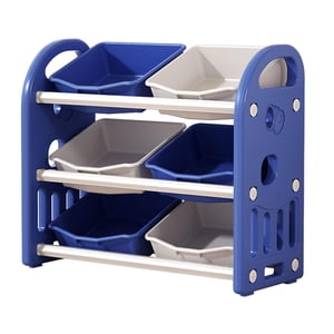 Bothyi - Organizador De Almacenamiento De Juguetes Para Niños Con Contenedores, Estante De Almacenamiento De Juguetes Para Libros, Almacenamiento De Juguetes, Azul Oscuro