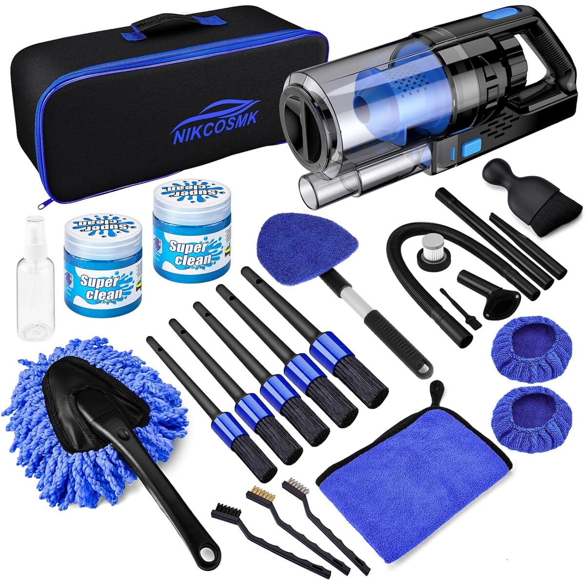 Kit Limpieza Interior Auto Nikcosmk 17pcs Aspiradora Cepillos