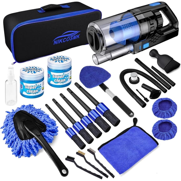 Kit de Limpieza Interior Auto NIKCOSMK 17 Piezas Aspiradora y Cepillos