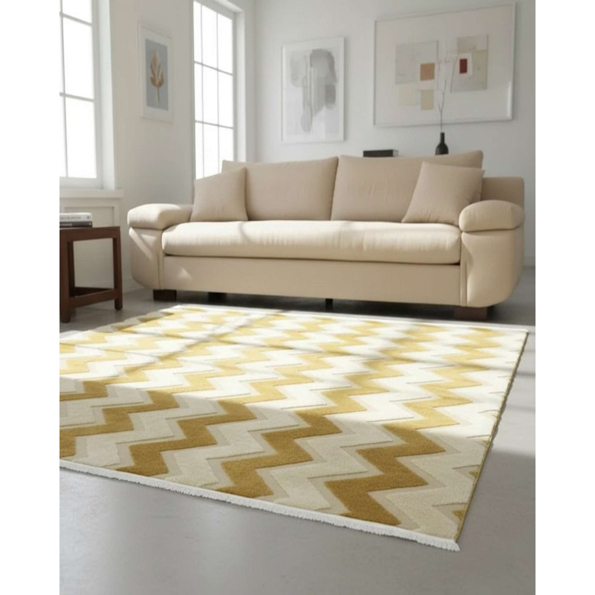 Feiya - Alfombra Con Relieve Diseño Jacquard Antideslizante 200x240 Cm