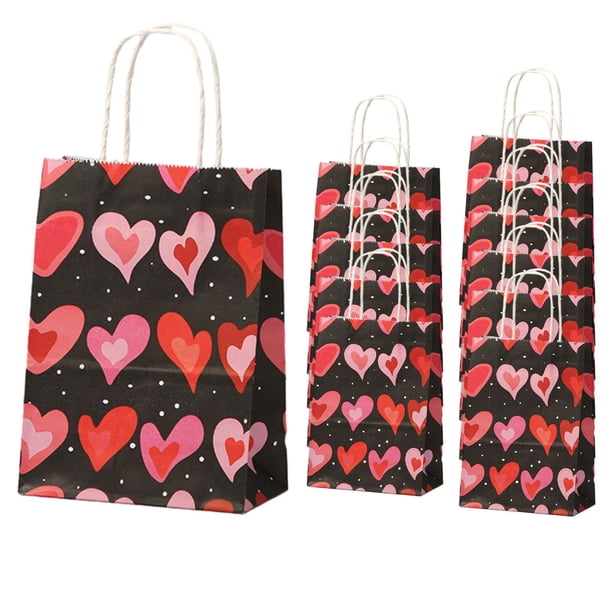 Bolsa De Mano Para Regalos De Fiesta, 12 Uds., Embalaje Para Adultos, Bolsas De Regalo Para El Día De San Valentín, Base Negra