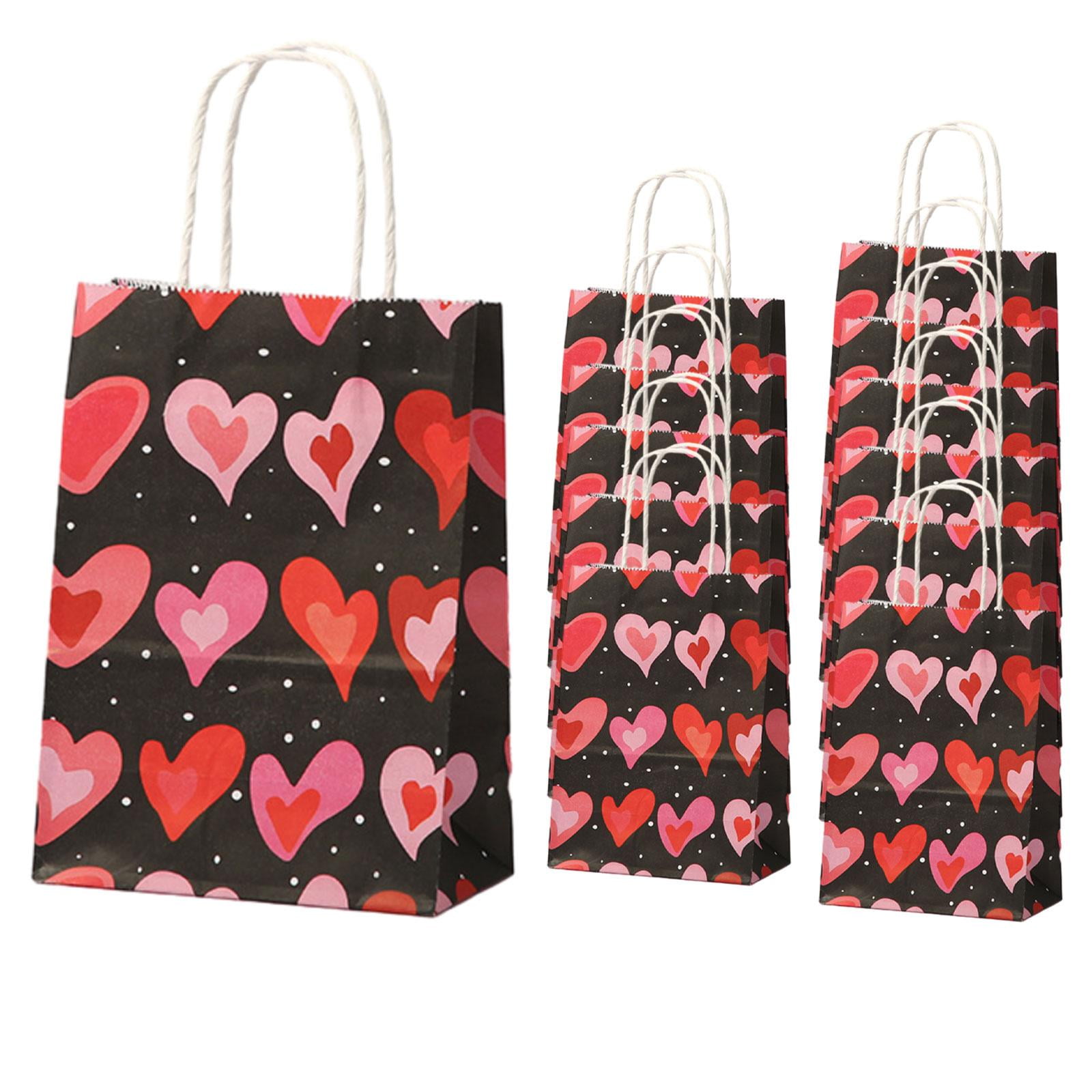 Bothyi - Bolsa De Mano Para Regalos De Fiesta, 12 Uds., Embalaje Para Adultos, Bolsas De Regalo Para El Día De San Valentín, Base Negra