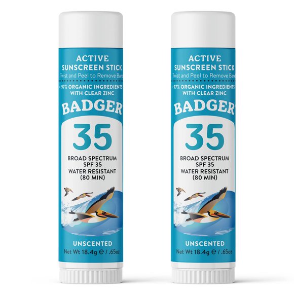 Protector solar en barra Badger Face SPF 35, 19 ml, 97% orgánico, paquete de 2
