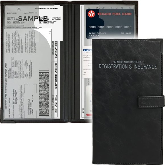 Portadocumentos PlusXpres para documentos esenciales para el coche, color negro