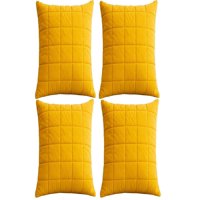 Genérico - Pack De 4 Fundas De Cojin Terciopelo Grid 45X45 Amarillo