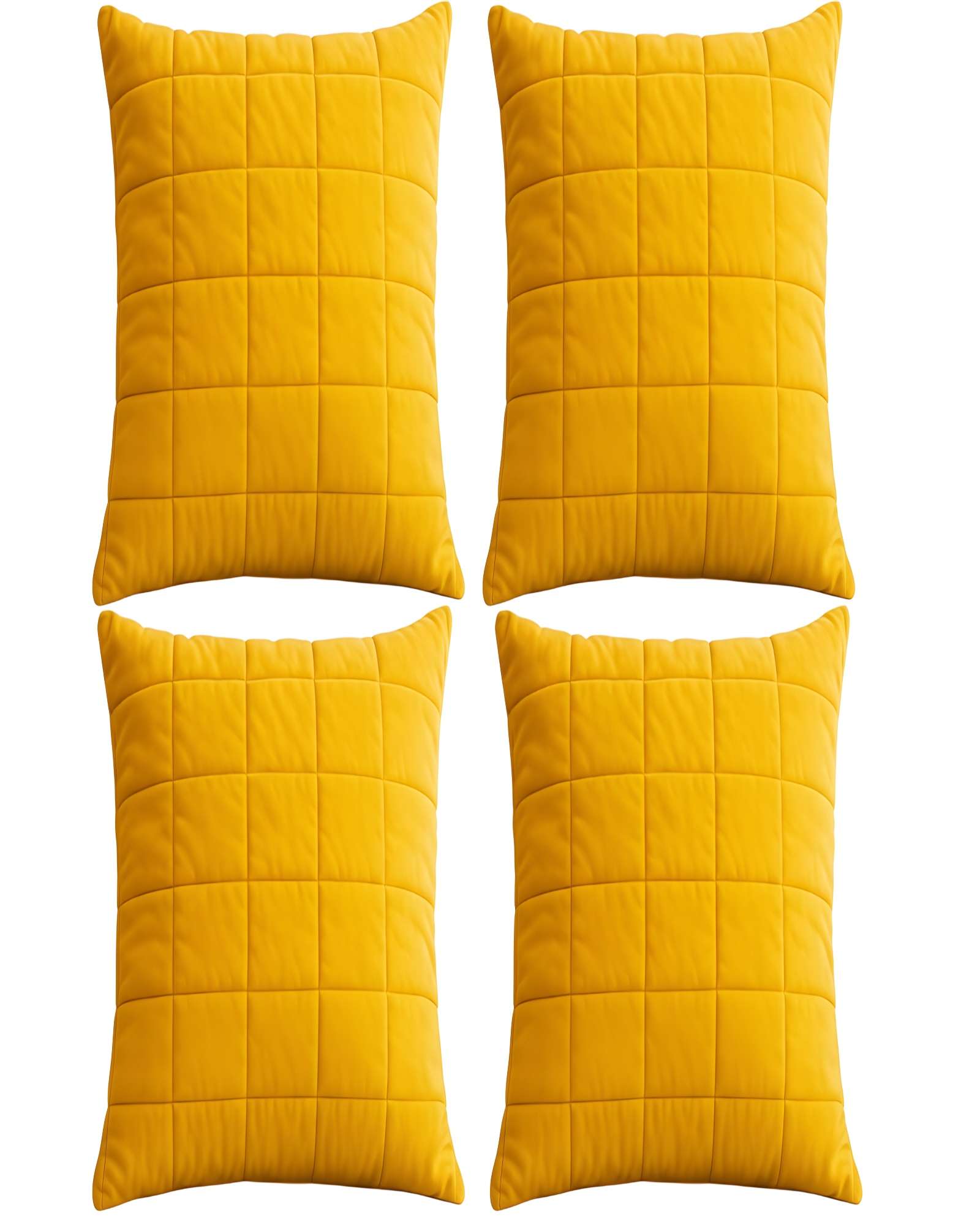 Genérico - Pack De 4 Fundas De Cojin Terciopelo Grid 45X45 Amarillo