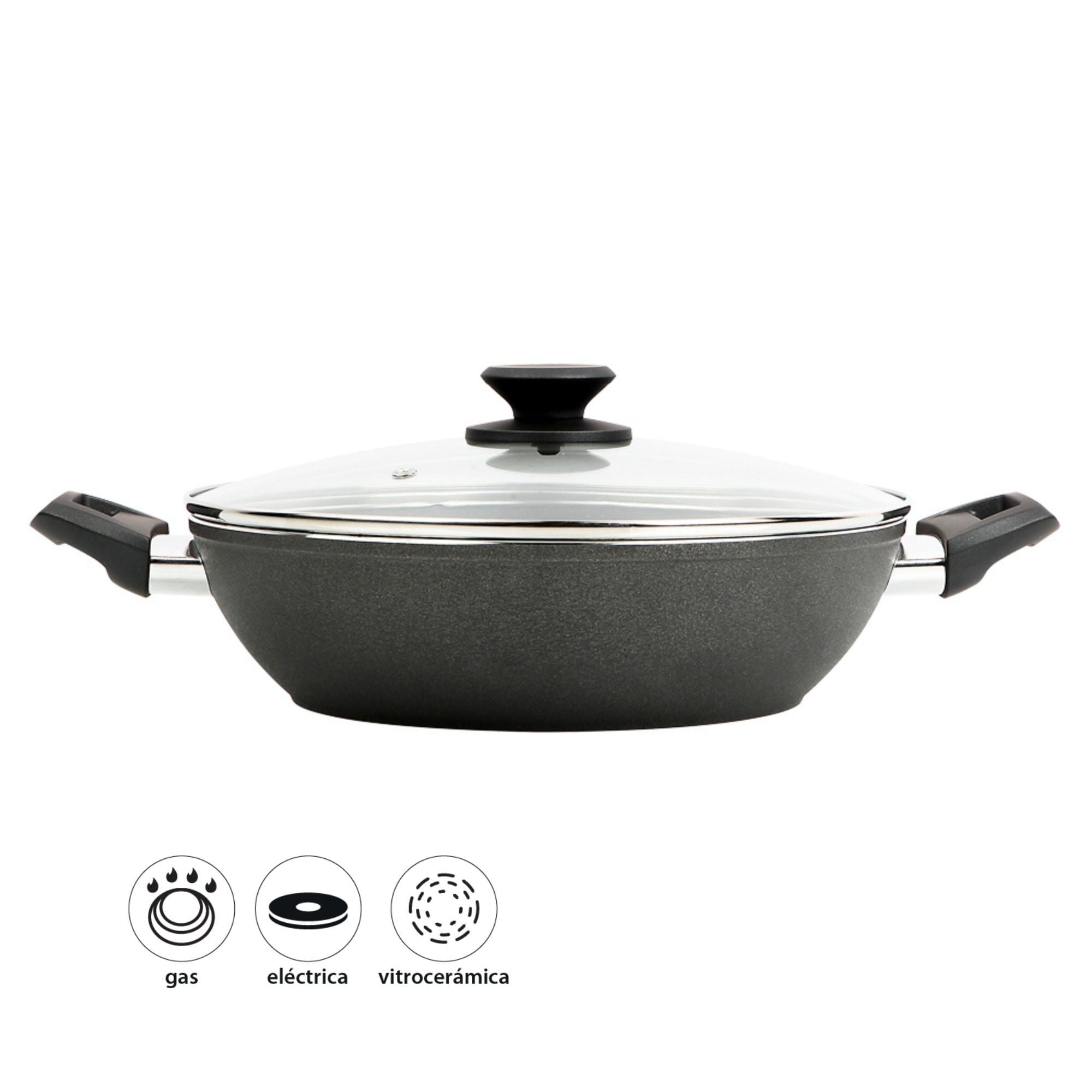 Mainstays - Olla Arrocera Aluminio Forjado Antiadherente 28 Cm 2 Piezas