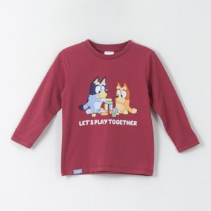 Polera Manga Larga Niño Play Together Burdeo Bingo & Bluey