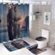 thumbnail image 1 of Dead Loch-theme 4-Piece Shower Curtain Set with Rugs, Waterproof Bathroom Decor Set Includes Bath Mat, U-Shaped Rug, Toilet Lid Cover and Curtain with Hooks, 1 of 6