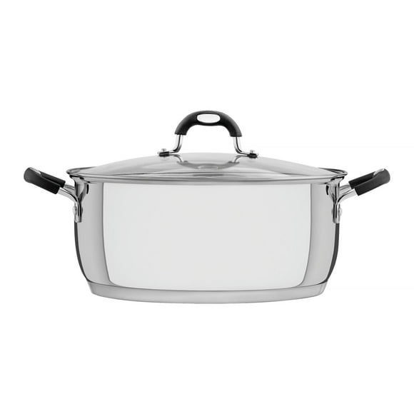 Cacerola rasa Astro Silicone de acero inoxidable con fondo triple y tapa de vidrio de 30 cm y 8,5l Tramontina
