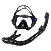 Magideal - Juego De Esnórquel Profesional Máscara De Buceo De Natación Paquetes De Esnórquel Antiniebla Panorámica De Para Unisex Buceador , Azul Negro