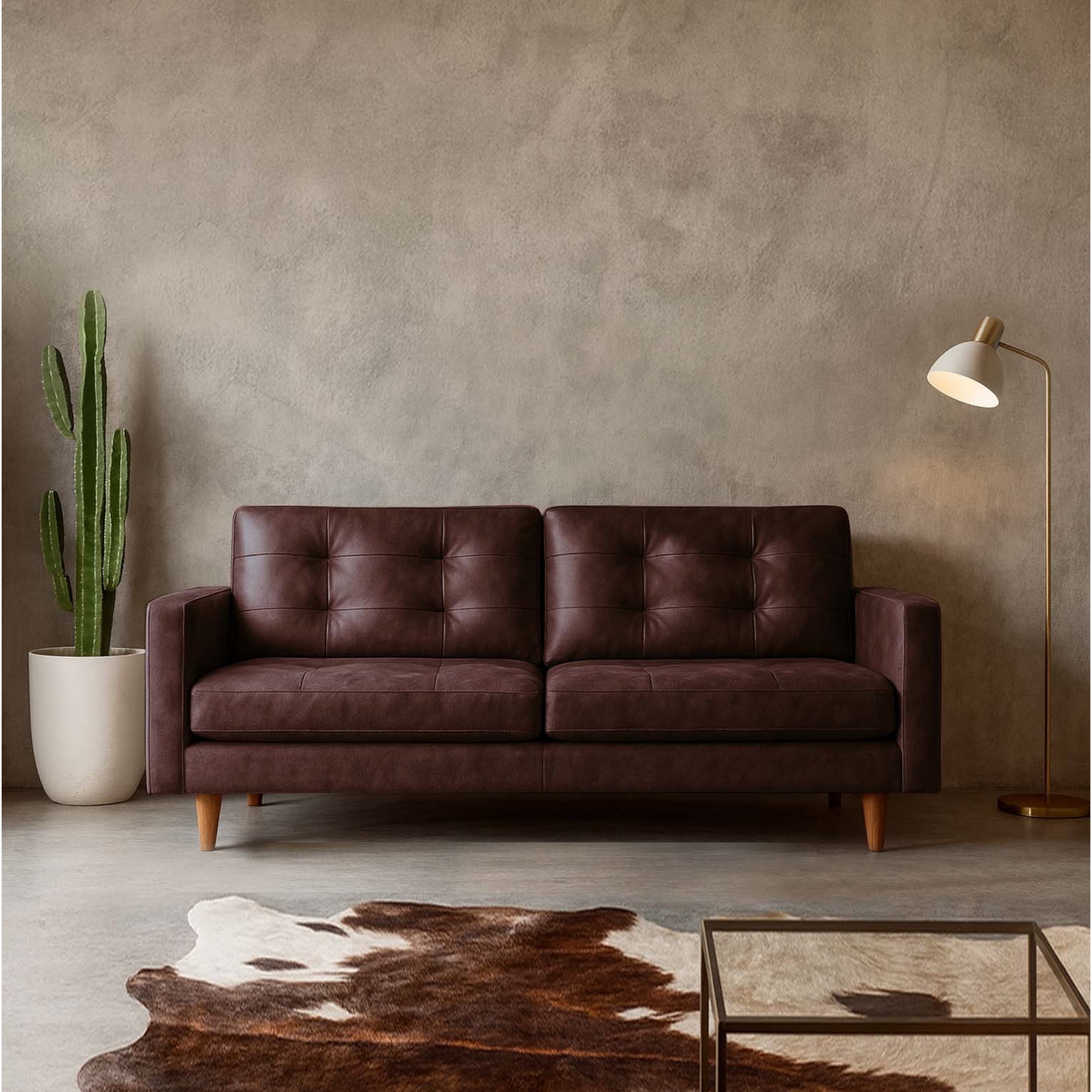 Latam Home - Sofá Nápoles 3c Cuero Kentucky Café Moro