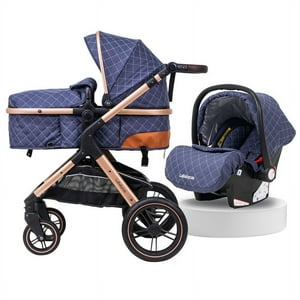Coche Cuna Con Silla Nido Y Accesorios Azul Lubabycas