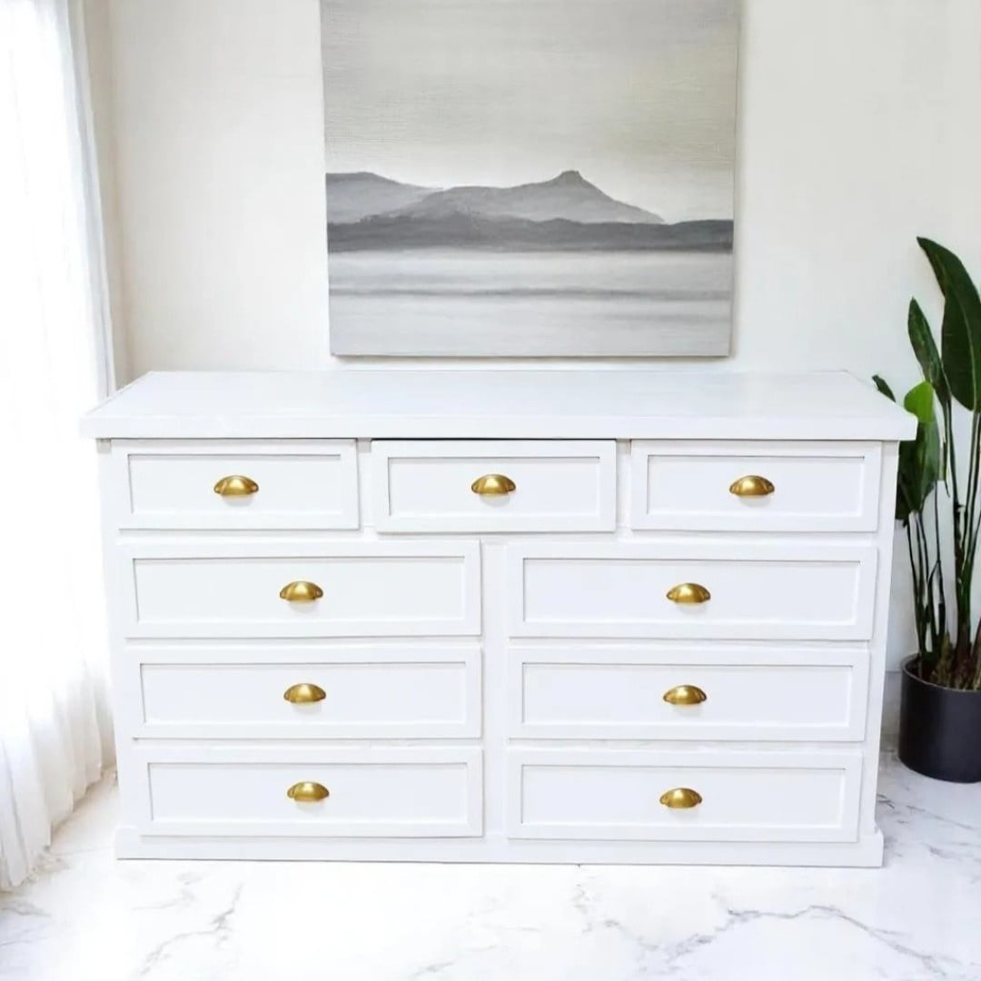 Arca Muebles - Comoda De Madera 9 Cajones 150x40x90 Color Blanco